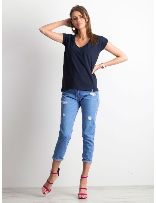 Bawełniany t-shirt w serek