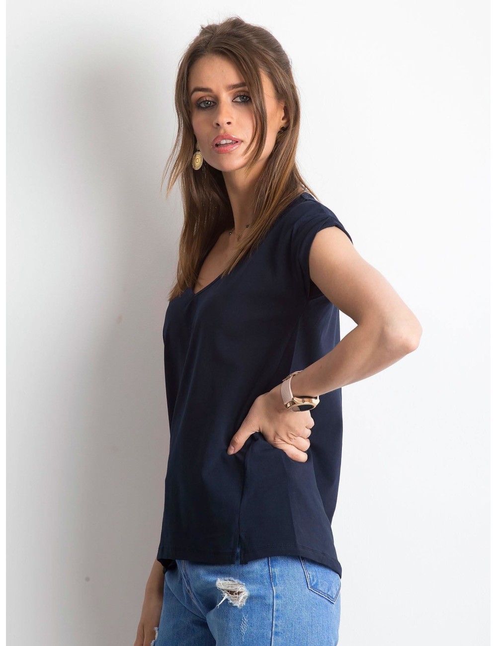 Bawełniany t-shirt w serek