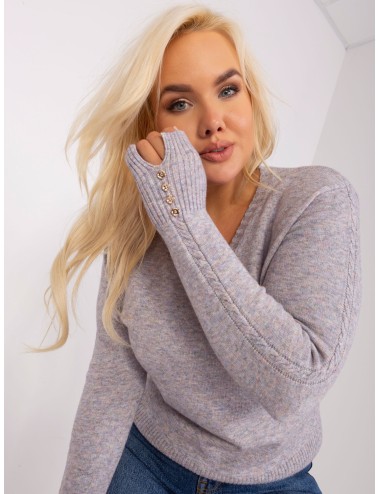 Damski sweter plus size z dekoltem V