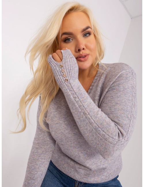 Damski sweter plus size z dekoltem V