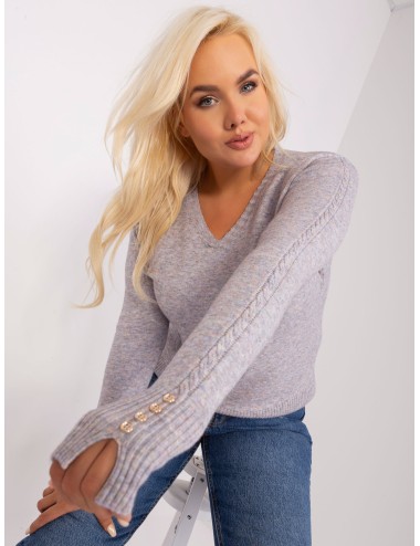 Damski sweter plus size z dekoltem V