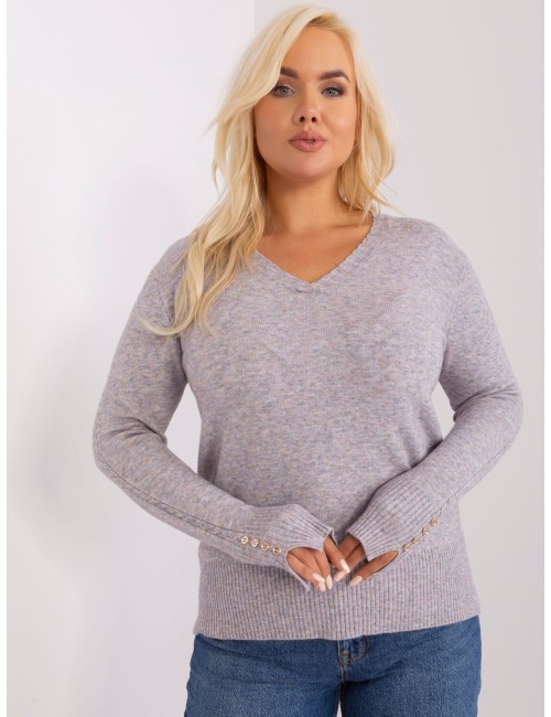 Damski sweter plus size z dekoltem V