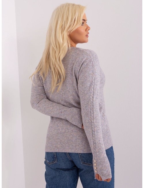 Damski sweter plus size z dekoltem V