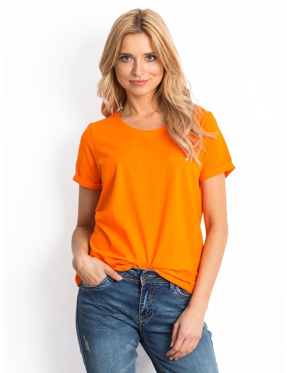 Bawełniany t-shirt damski basic fluo