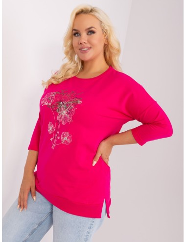 Damska bluzka plus size z rękawem 3/4
