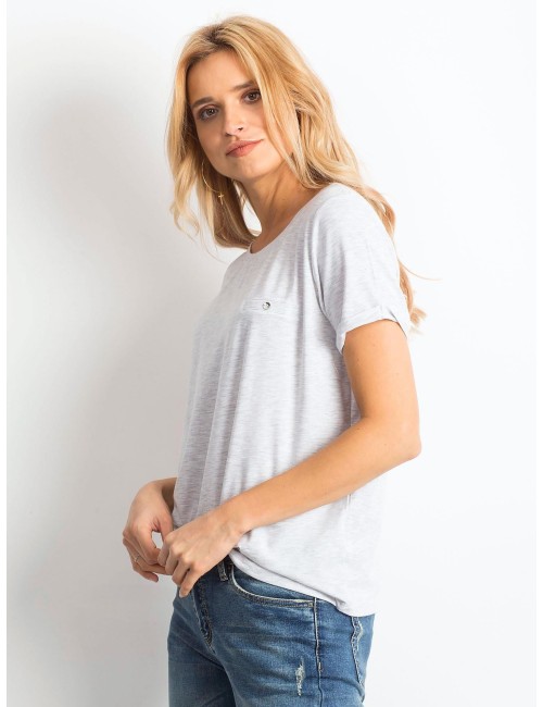 Bawełniany melanżowy t-shirt damski basic