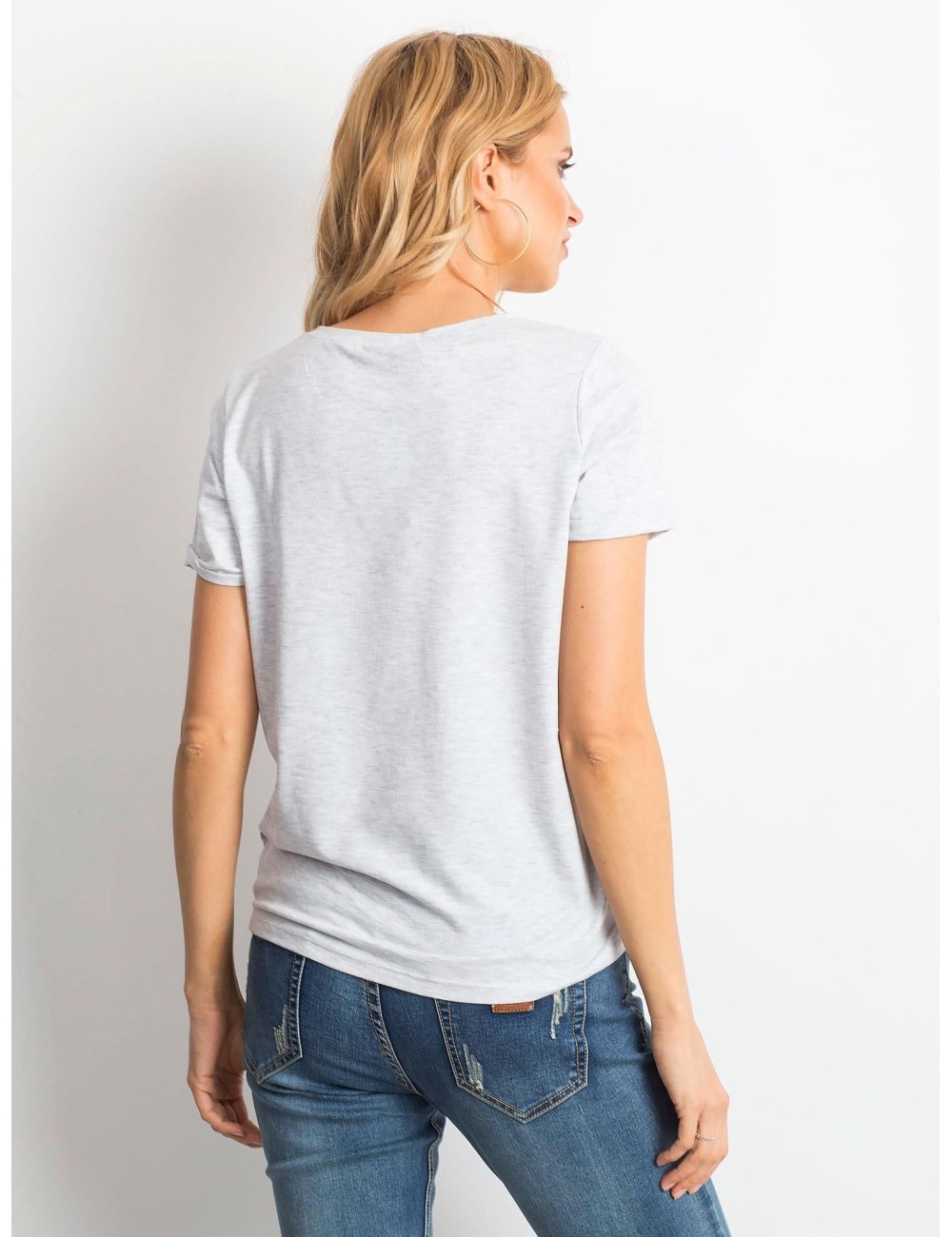 Bawełniany melanżowy t-shirt damski basic