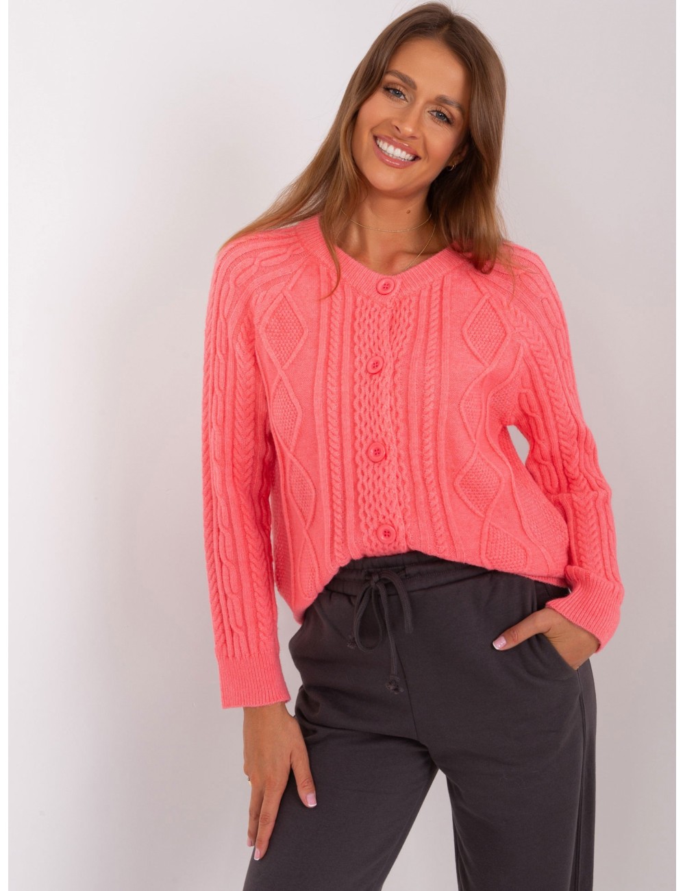 Sweter rozpinany z okrągłym dekoltem