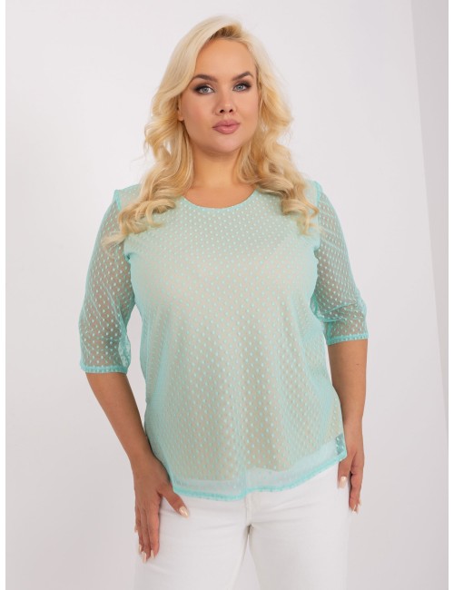 Miętowa elegancka bluzka plus size