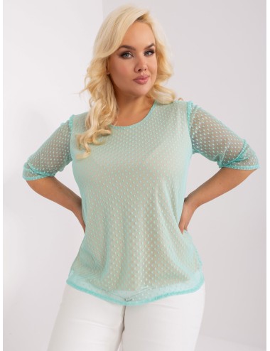 Miętowa elegancka bluzka plus size
