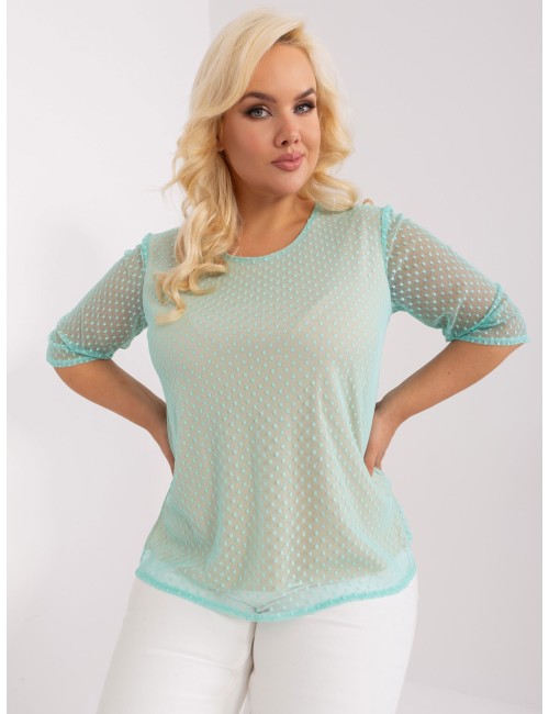 Miętowa elegancka bluzka plus size