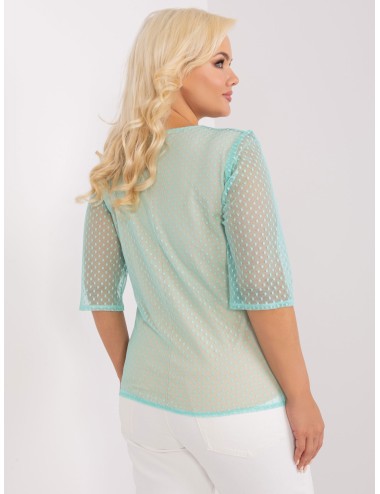 Miętowa elegancka bluzka plus size