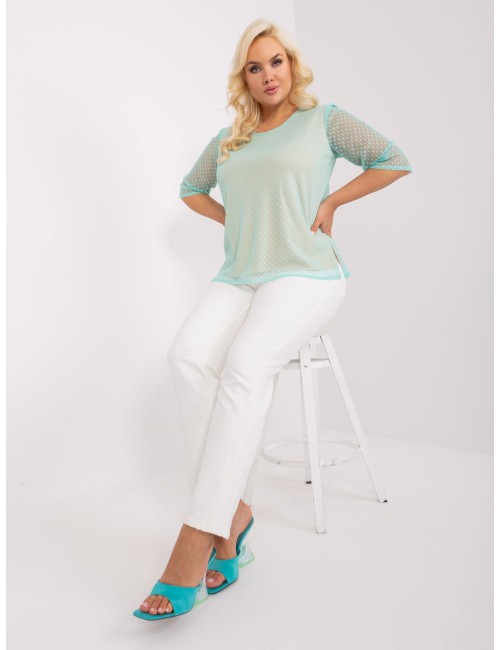 Miętowa elegancka bluzka plus size