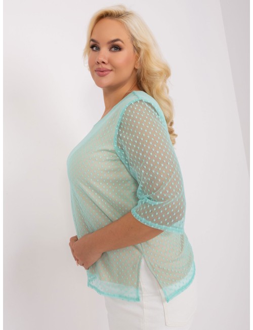 Miętowa elegancka bluzka plus size