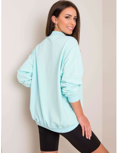 Miętowa bawełniana bluza basic