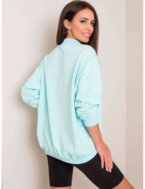 Miętowa bawełniana bluza basic