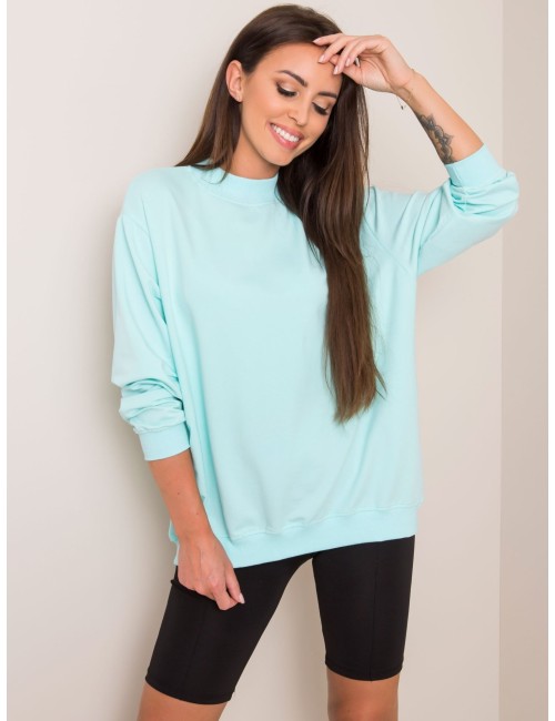 Miętowa bawełniana bluza basic