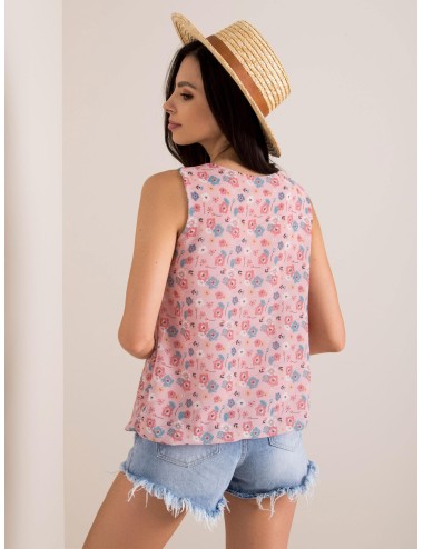 SUBLEVEL Miętowy top w kwiatki