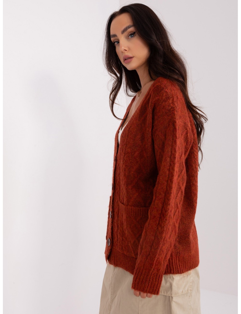 Sweter rozpinany z dekoltem V