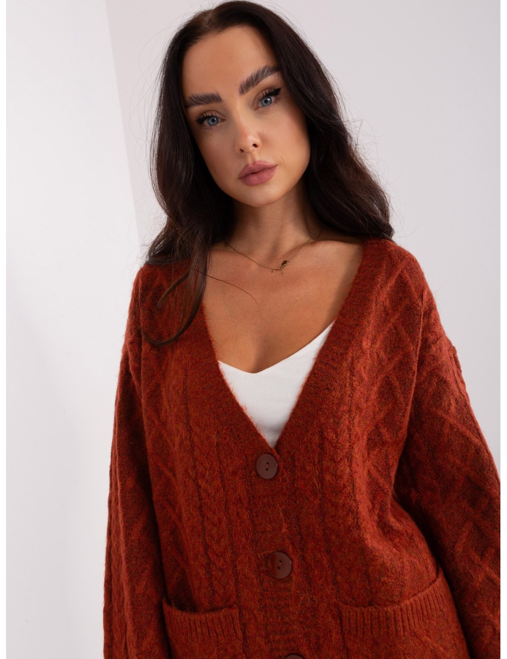 Sweter rozpinany z dekoltem V