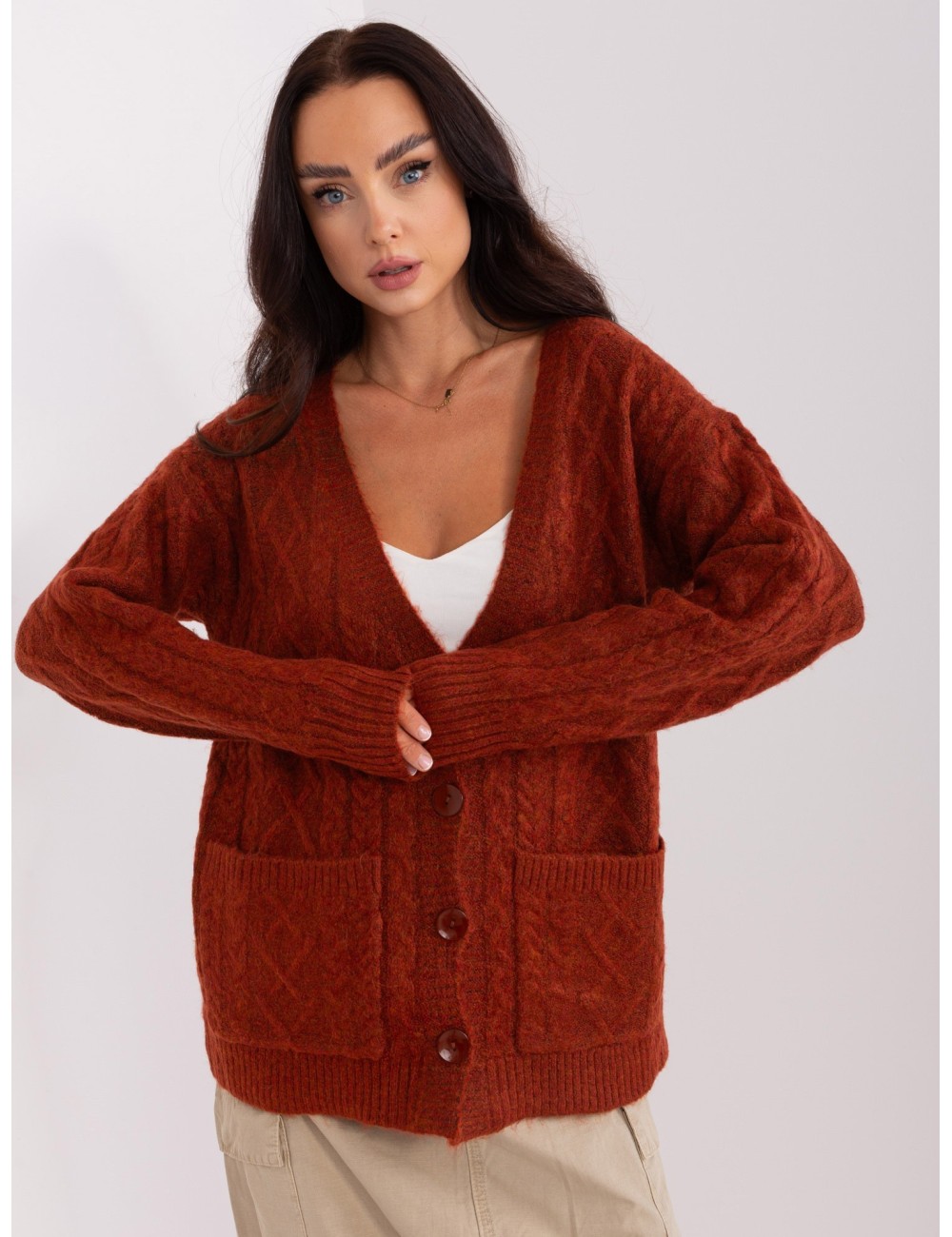 Sweter rozpinany z dekoltem V