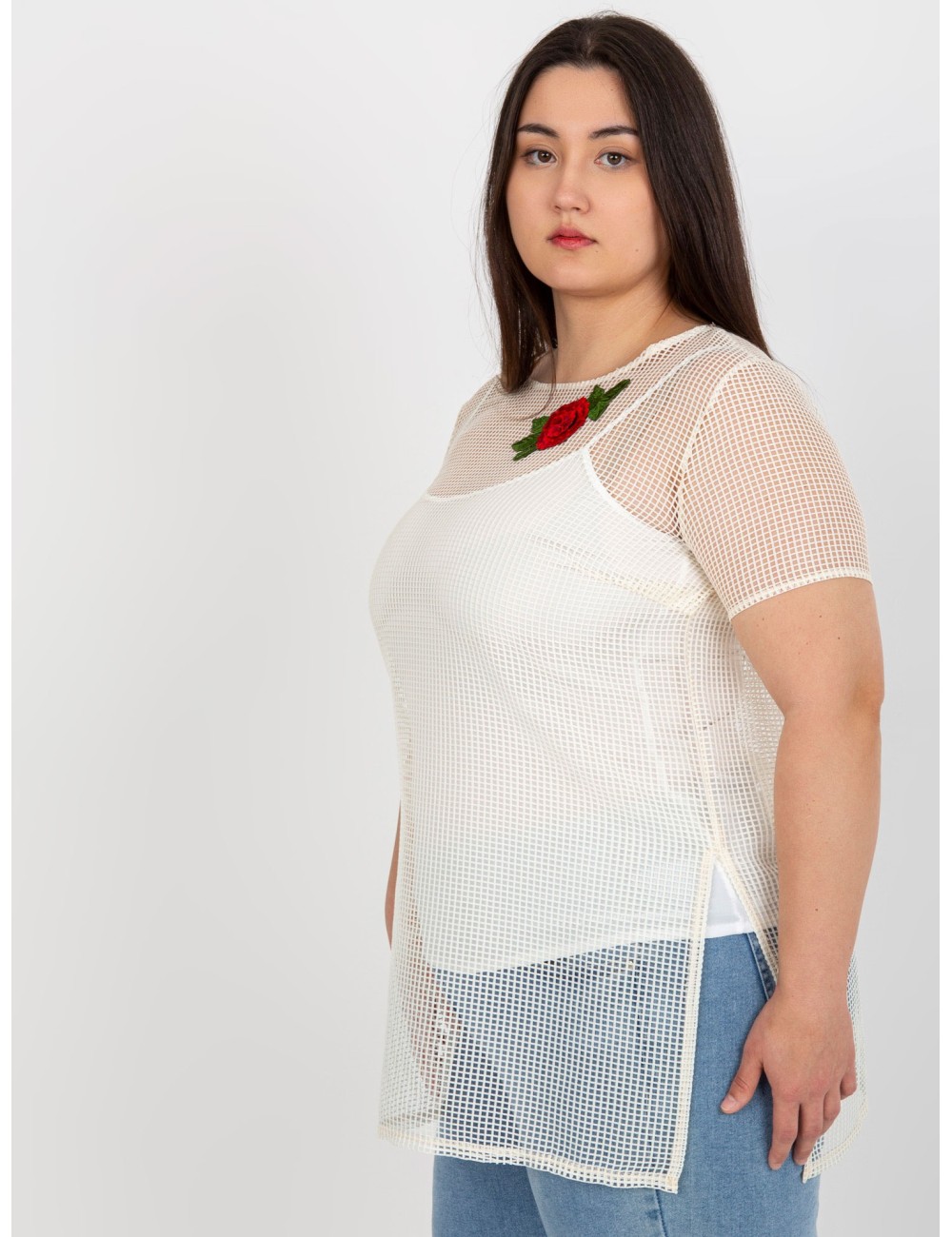 Dwuczęściowa bluzka plus size z naszywką