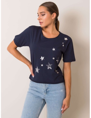 FOR FITNESS Granatowy t-shirt bawełniany