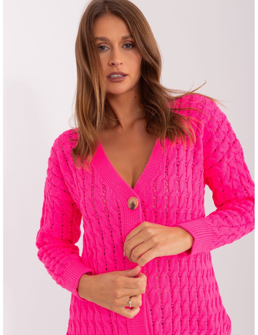 Sweter rozpinany z dekoltem V RUE PARIS