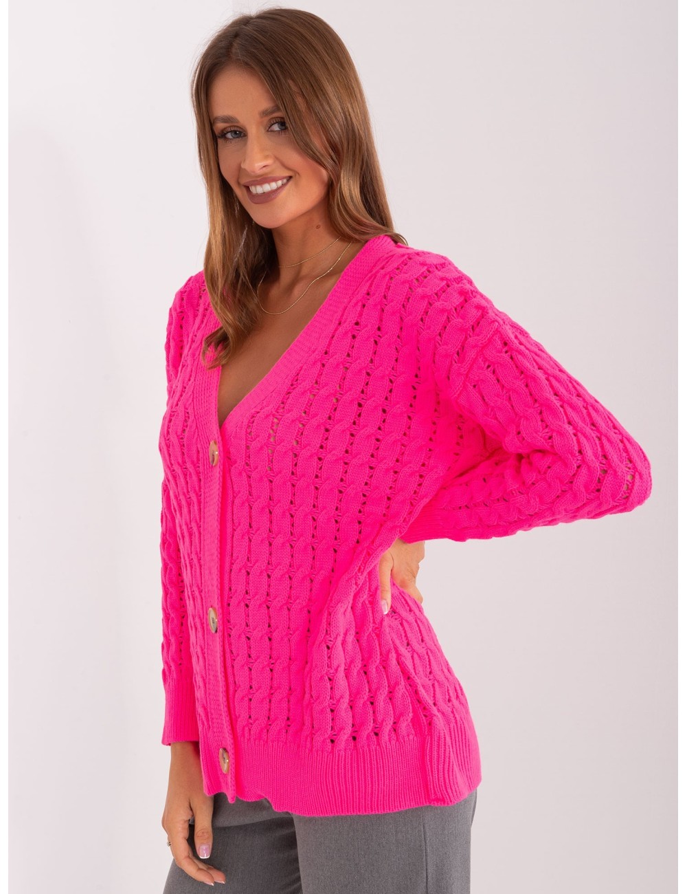 Sweter rozpinany z dekoltem V RUE PARIS