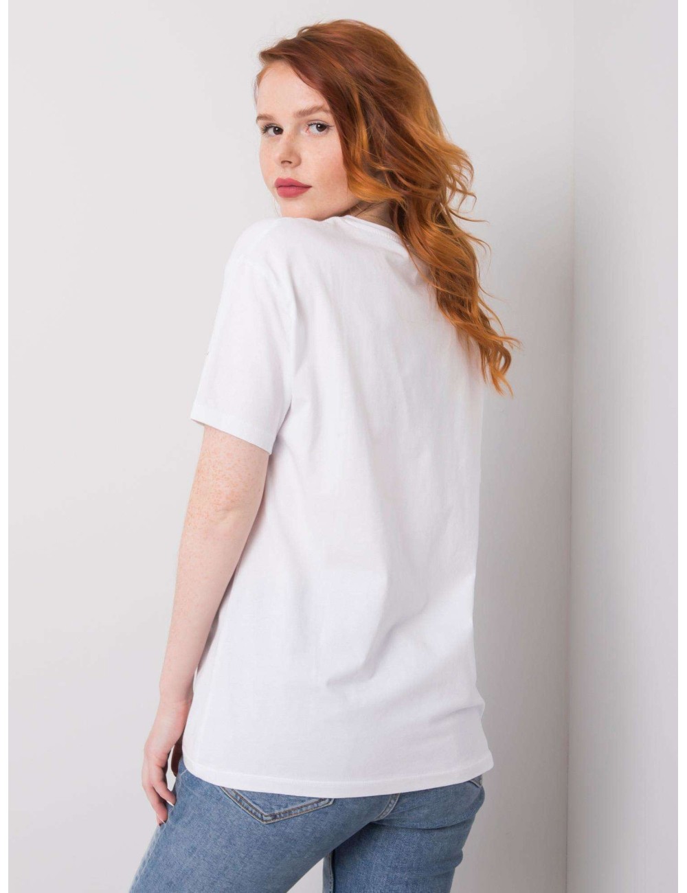 T-shirt damski z nadrukiem i aplikacją