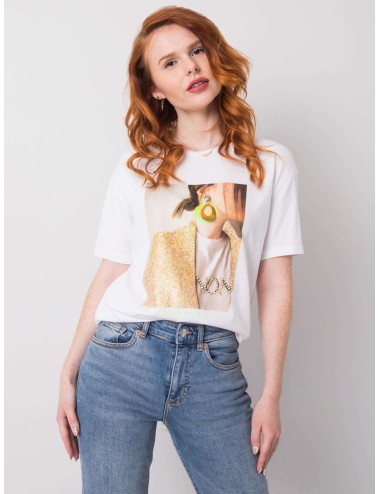 T-shirt damski z nadrukiem i aplikacją