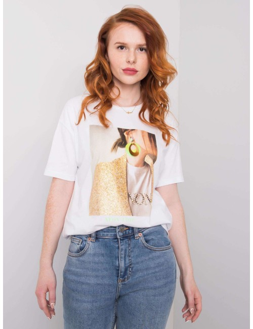 T-shirt damski z nadrukiem i aplikacją