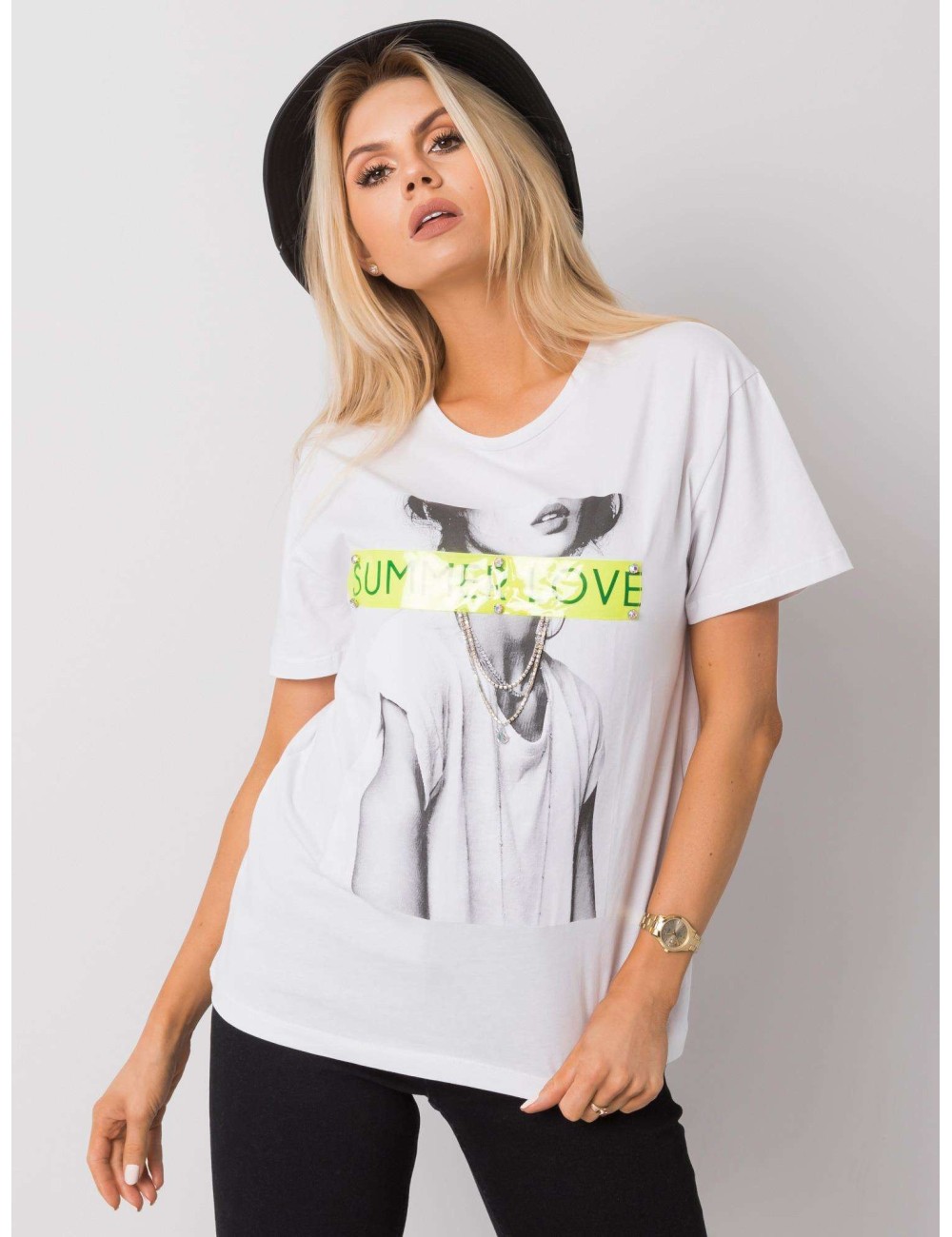 T-shirt z bawełny z aplikacjami