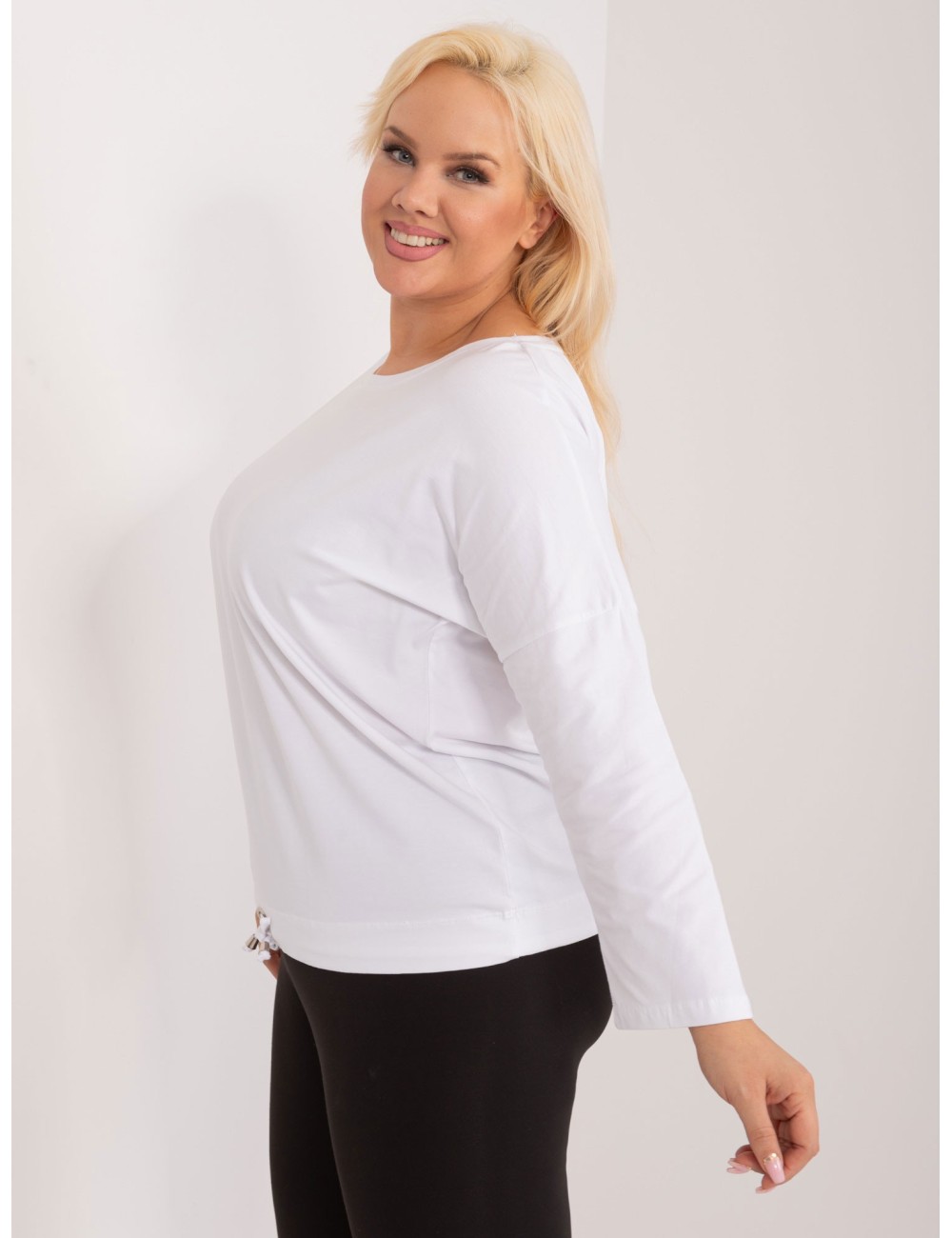 Kawowa bluzka plus size z bawełny