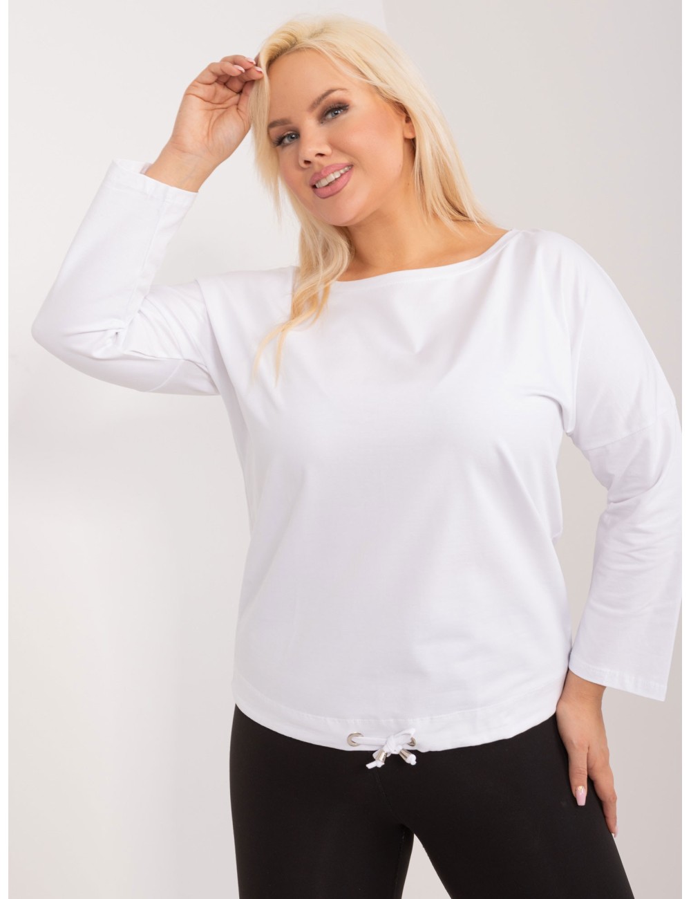 Kawowa bluzka plus size z bawełny