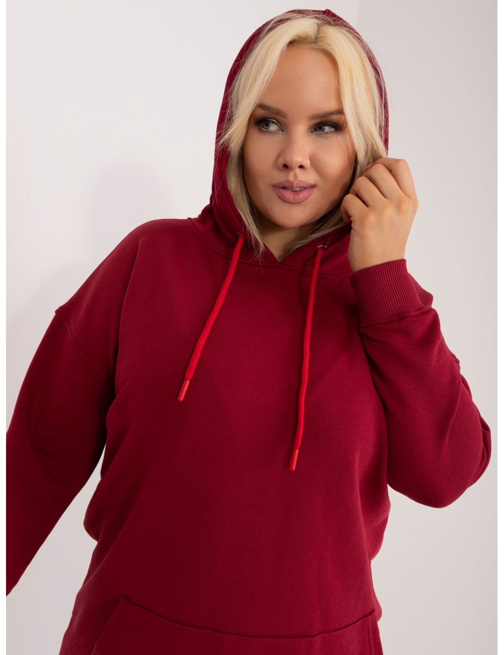 Melanżowa bawełniana bluza plus size z kapturem