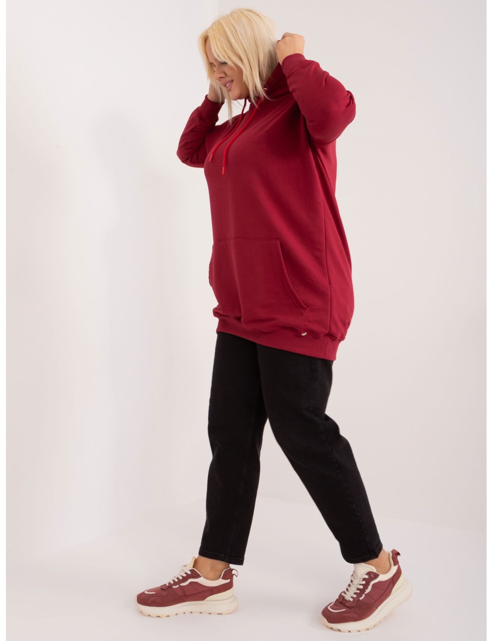 Melanżowa bawełniana bluza plus size z kapturem