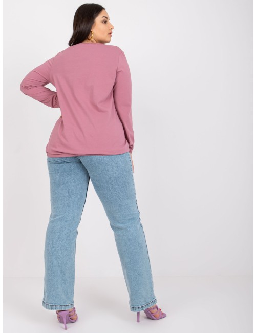 Brudnoróżowa bluzka plus size z bawełny