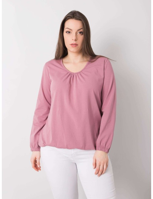 Brudnoróżowa bluzka plus size z bawełny