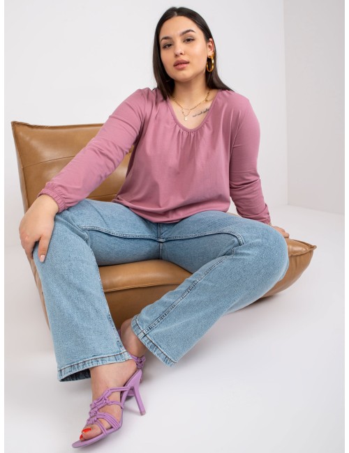Brudnoróżowa bluzka plus size z bawełny