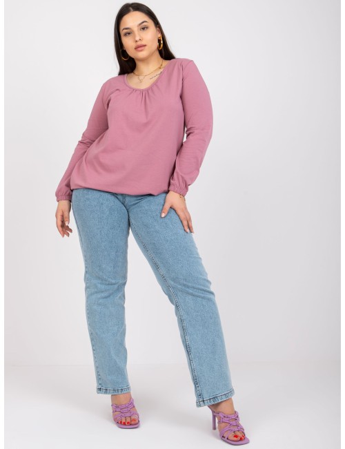 Brudnoróżowa bluzka plus size z bawełny