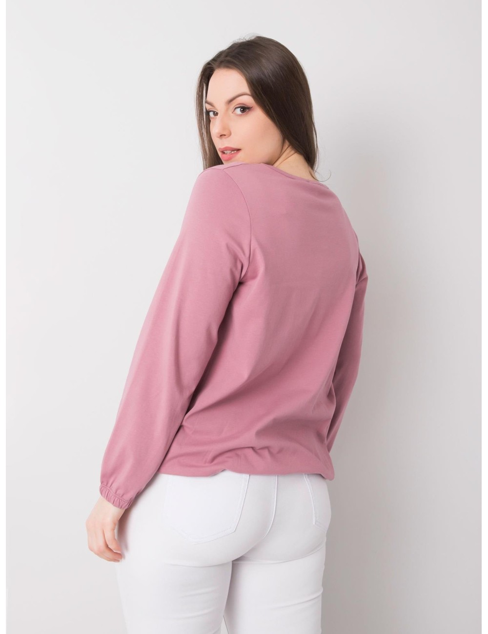 Brudnoróżowa bluzka plus size z bawełny