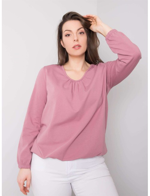 Brudnoróżowa bluzka plus size z bawełny