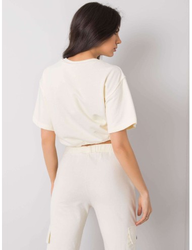 RUE PARIS Ecru krótka bluza damska