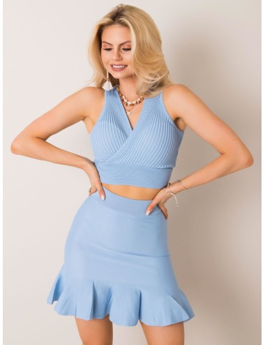 RUE PARIS Jasnoniebieski krótki top