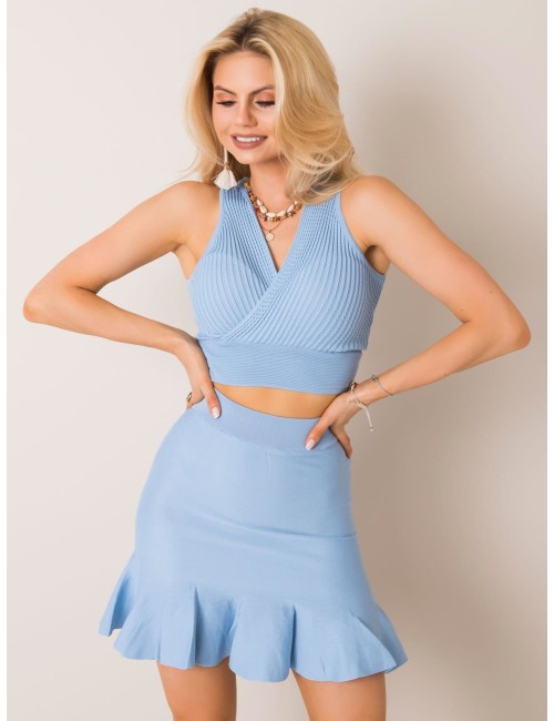RUE PARIS Jasnoniebieski krótki top