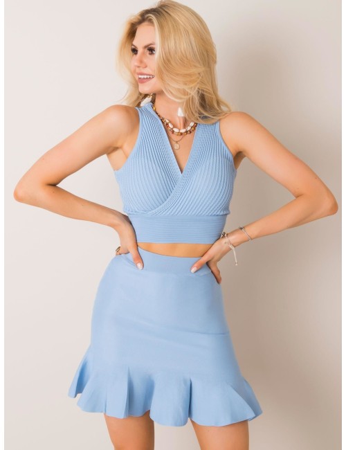 RUE PARIS Jasnoniebieski krótki top