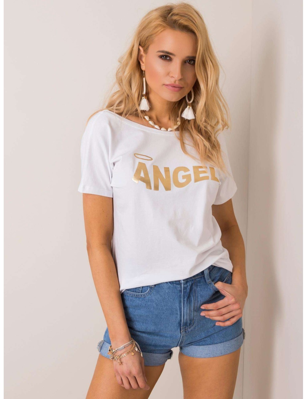 RUE PARIS Biały t-shirt z napisem