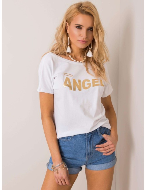 RUE PARIS Biały t-shirt z napisem