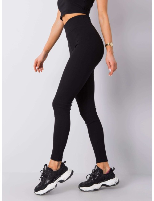 Brudnoróżowe legginsy basic w prążek